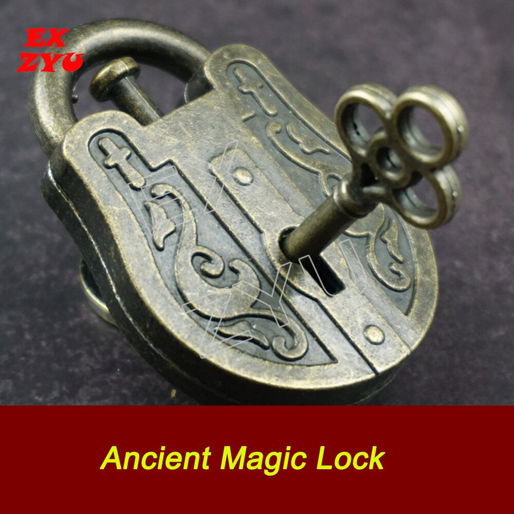 EXZYU Ancient Magic Lock Prop Real Life Escape Room Get the key and try many times to open lock Chamber Room