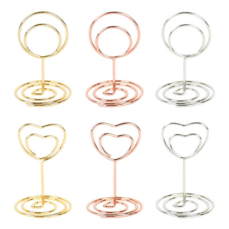 10 Uds. Portatarjetas de Metal, soportes con Clip para fotos, mesa de boda, número, nombre, soporte para letrero para boda, de cumpleaños, decoración del hogar