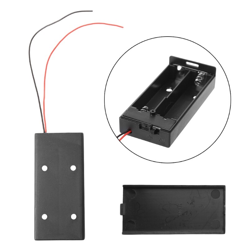 3.7V 2x 18650 Battery Holder Box Storage Case Container With Cable ON/OFF Switch