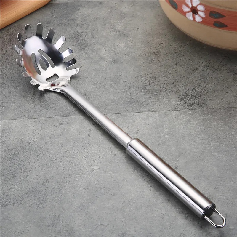 Stainless Steel Kitchen Utensils Set With Magnet 1 Round Handle Cooking Tools Seven Piece Set Includes Spatula And Wok