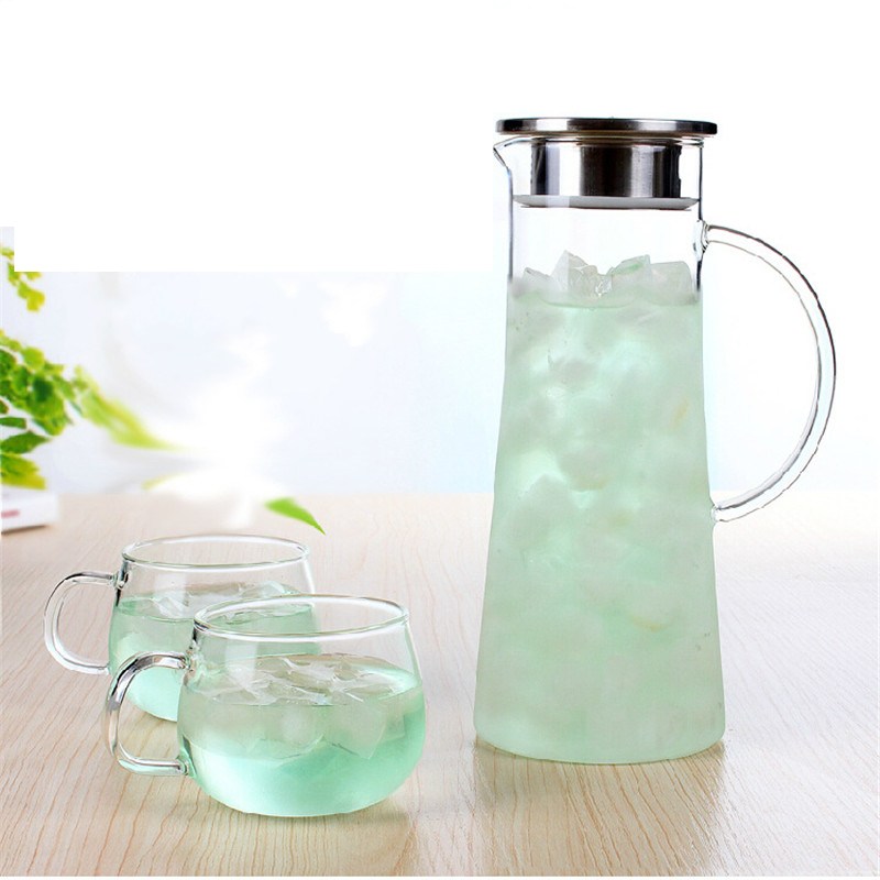 1800ml glass vannkoker toveis utløp vannkanne rustfritt stål sil juice blomster tekanne kanne varmebestandig gjennomsiktig vannkoker