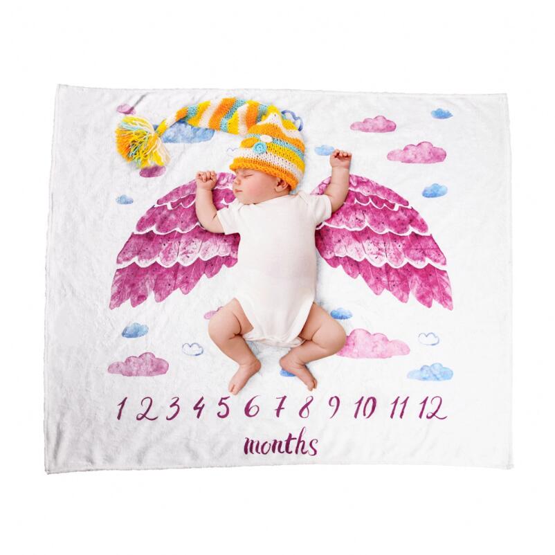 Zachte Flanellen Deken Gedenkteken Foto Achtergrond Baby Photo Props Baby Maandelijkse Groei Milestone Deken Warmswaddling Wrap