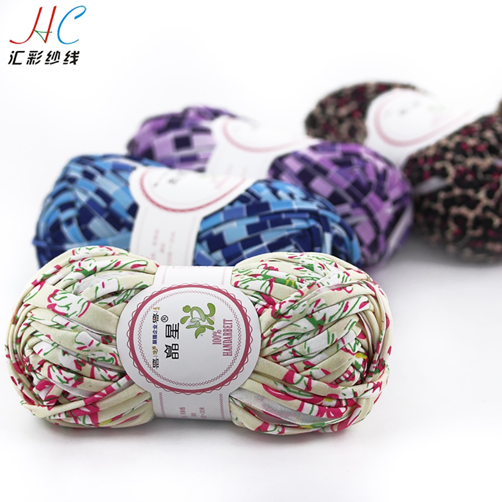 100% Polyester T-shirt Garen Lint Stof Garen Voor Hand Breien 100G Streng Fancy Garen