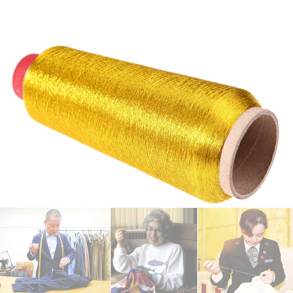 Hilo de coser de punto de cruz para ordenador, dorado/plateado, línea bordada, textil, hilo metálico