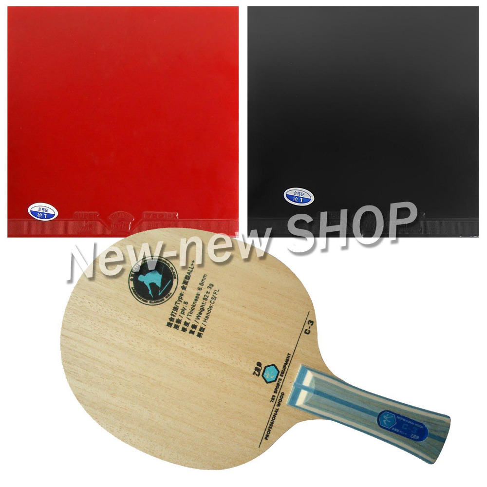 Pro Combo RITC 729 C-3 C 3 C3 hoja de tenis de mesa de madera con 2x gomas Super FX para raqueta de Pádel Bat Shakehand mango largo FL