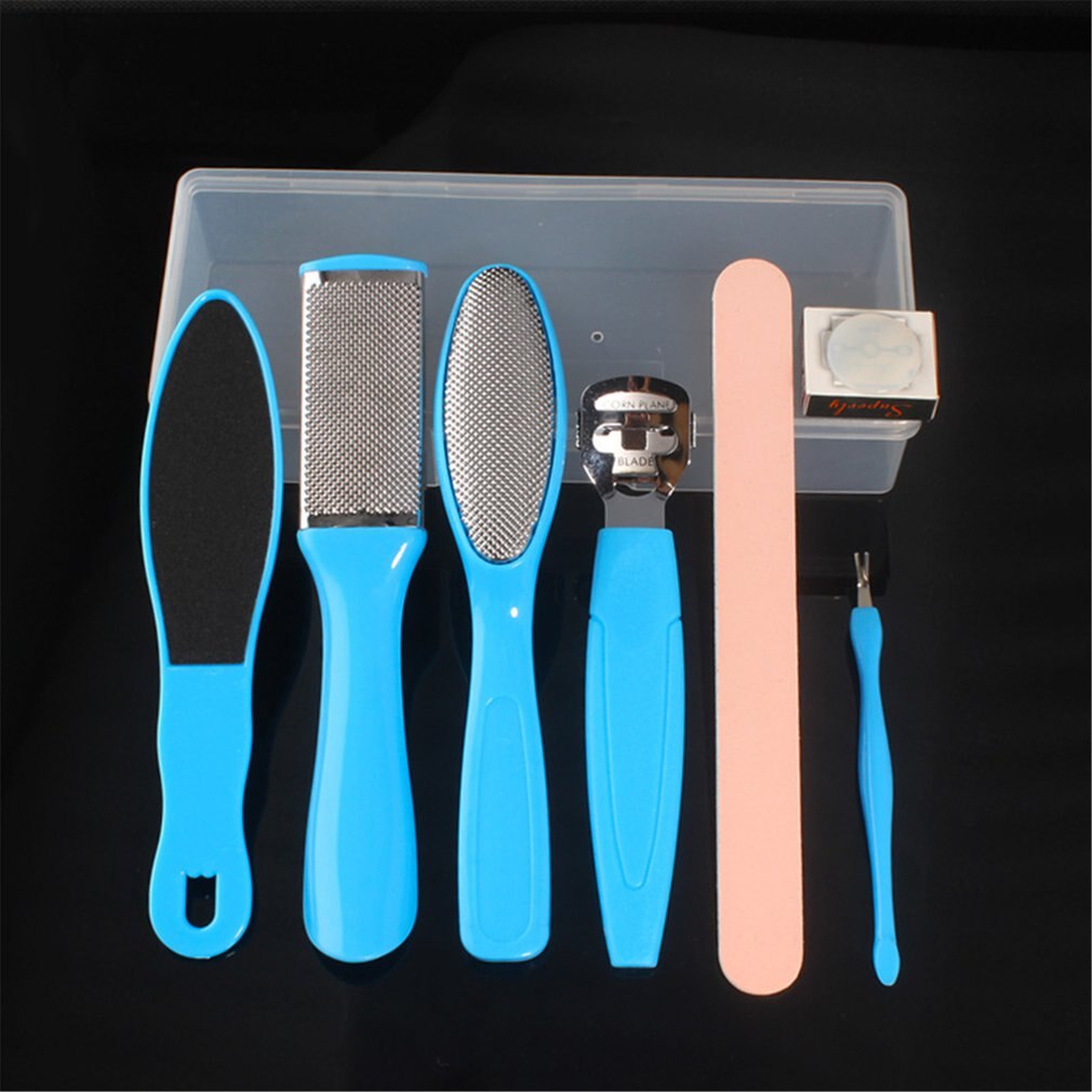 Huit en 1 ensemble d'outils de pédicure 430 en acier inoxydable plastique enlever la peau morte enlever les callosités pédicure pied grattoir