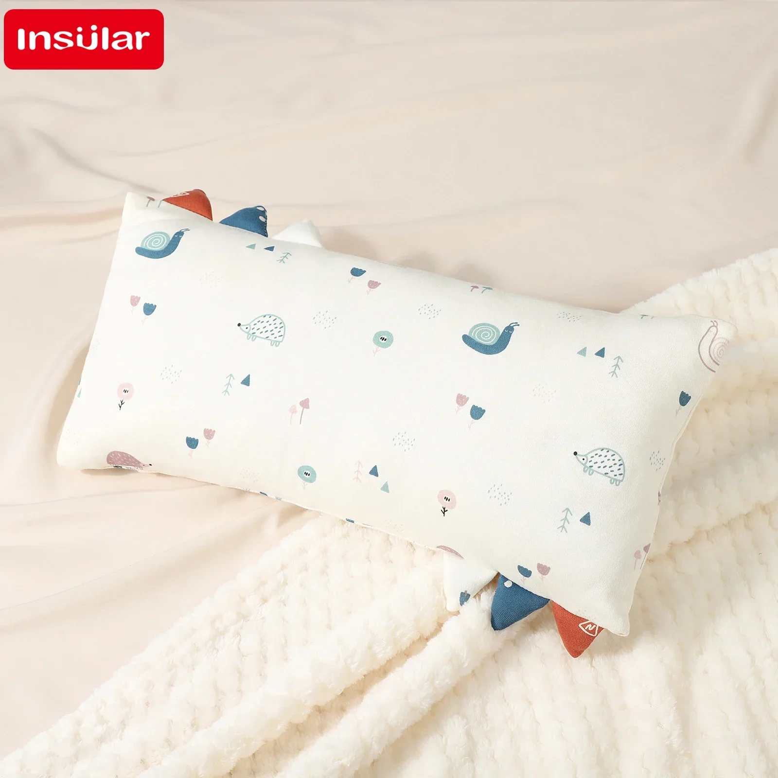 INSULAR 100% Cotton Baby Head Pillow with Pennant Soft Premium Thickened Support for Infant Feeding and Comfortable Sleep