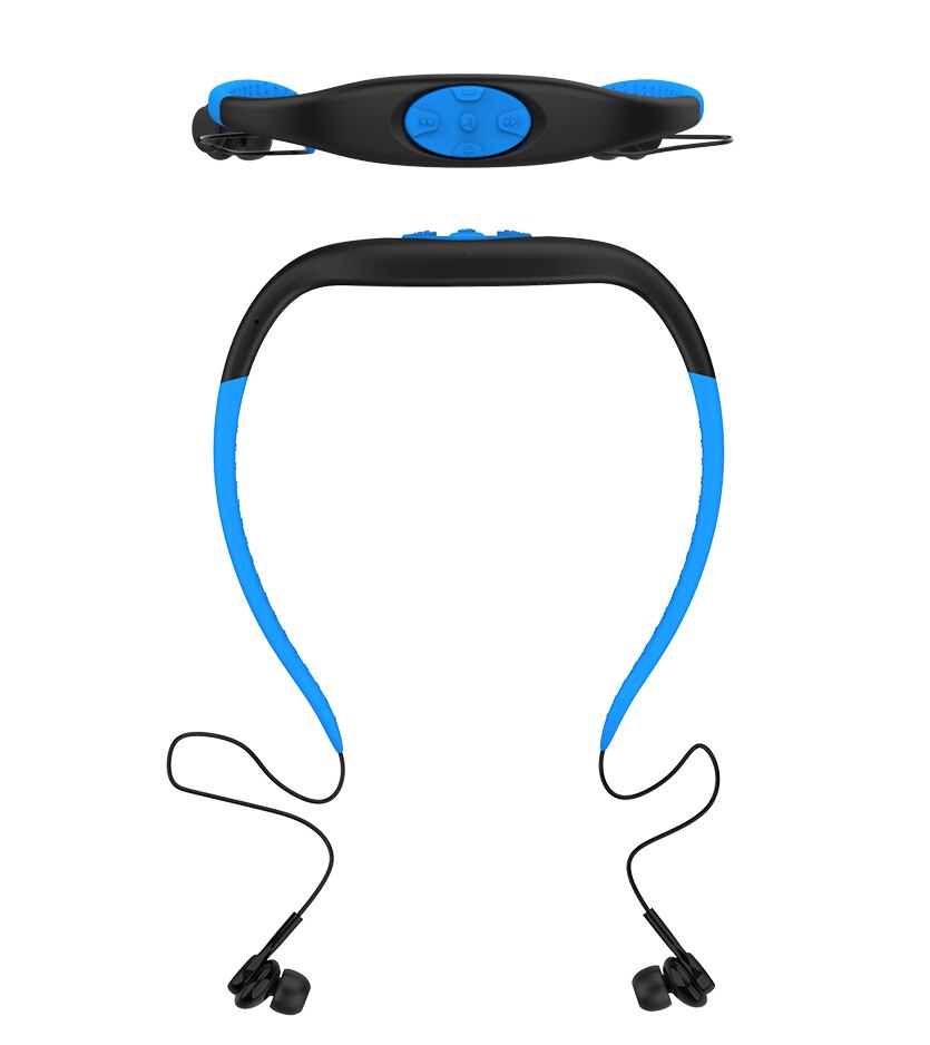 003 Waterdichte IPX8 Duiken Zwemmen Surfen Draadloze MP3 Speler Fm Radio 8Gb Bluetooth Headset Muziekspeler: 8GB  blue