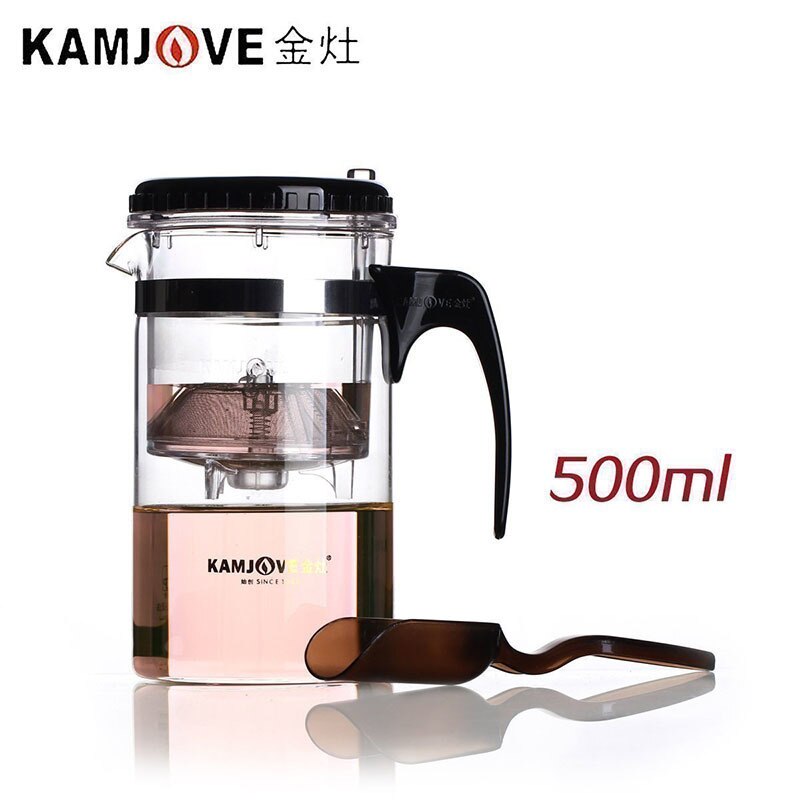100% Genuine Kamjove TP-160 Art Tea Cup Teapot 500ml Glass tea Kettle strainer cup AUTO-OPEN tea set infuser de cha: Default Title
