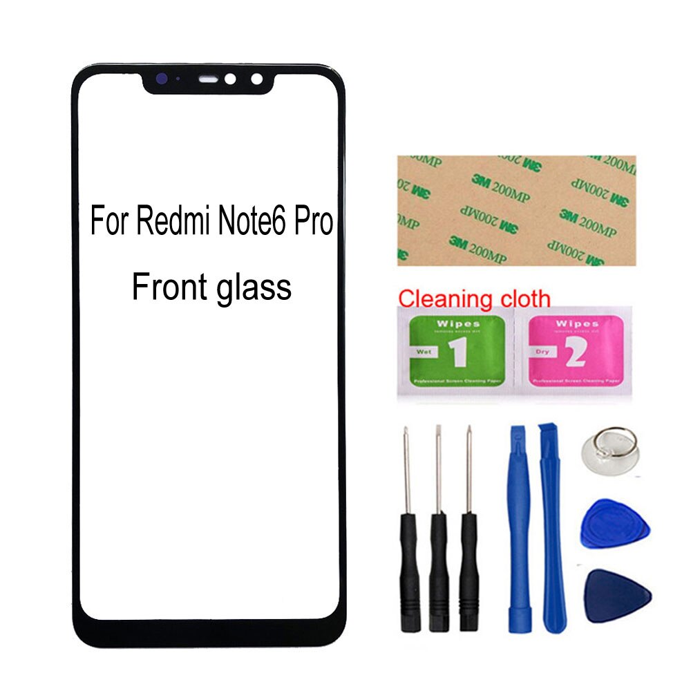 6,21 ''praktisch Äußeren Glas Für Xiaomi Redmi Hinweis 6 Profi Vorderseite Glas Tafel Ersatz: Schwarz und Werkzeug