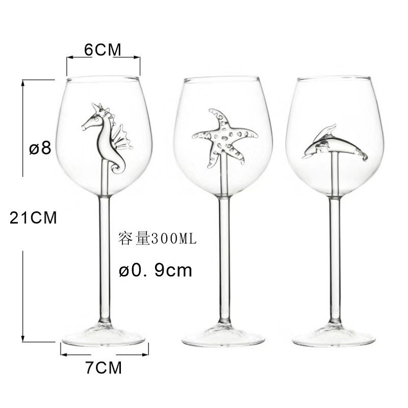 dolphin red wine goblet starfish seahorse beer glass transparent red wine glass wine glass bar counter home restaurant