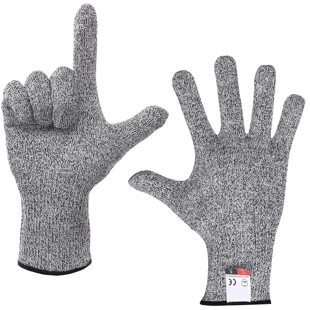 Anti Cut Safety Gloves High-strength Industry Kitchen Gardening Anti-Scratch Cut Proof HPPE Level 5 Glass Multi-Purpose Gloves: PP / black