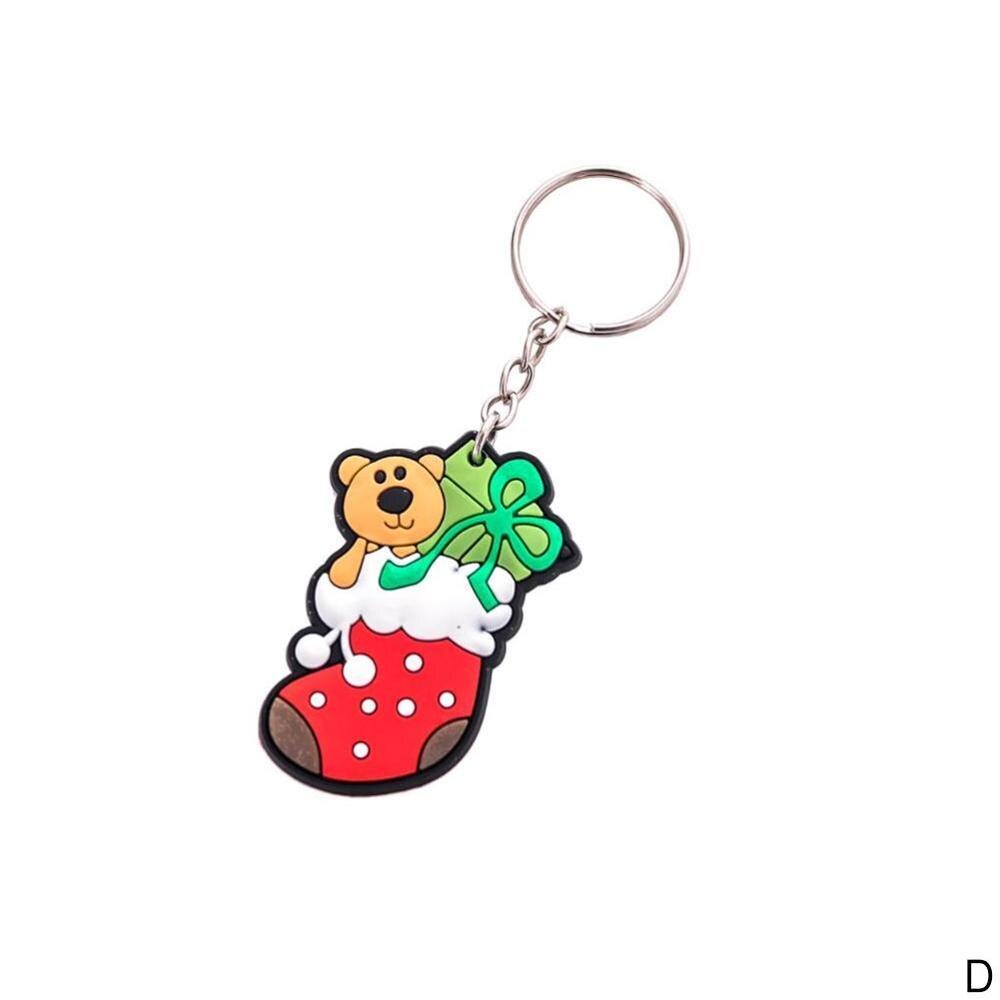 2pc kerst sleutelhangers cartoon kerstman kerstsieraden voor mannen vrouwen claus sneeuwpop sleutelhanger penda  x8 u 8: Rood