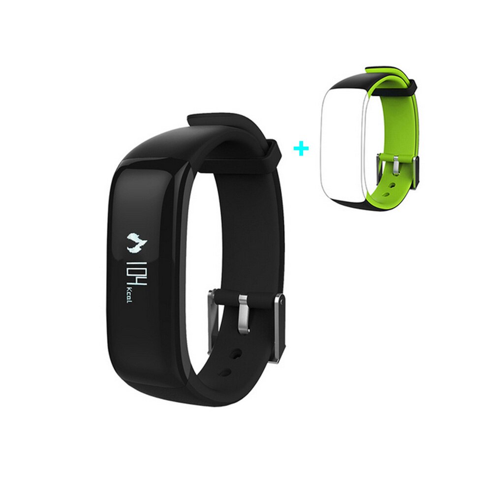 P1 Smartband Orologi Misuratore di Pressione Sanguigna Intelligente Braccialetto Bluetooth Heart Rate Monitor Intelligente Wristband Fitness per iOS Android Phone: add a green belt-0
