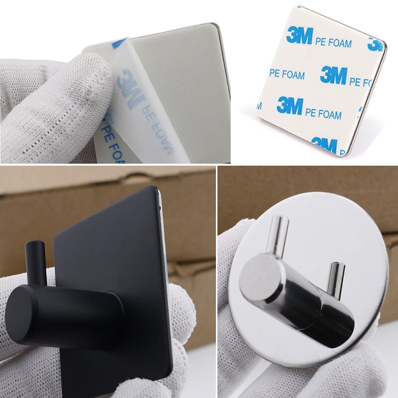1PC SUS304 Robe Hooks Strong Self Adhesive Bathroom Stainless Steel Hook Wall Hangers Coat Towel Rustproof Hooks Kitchen Hardwar
