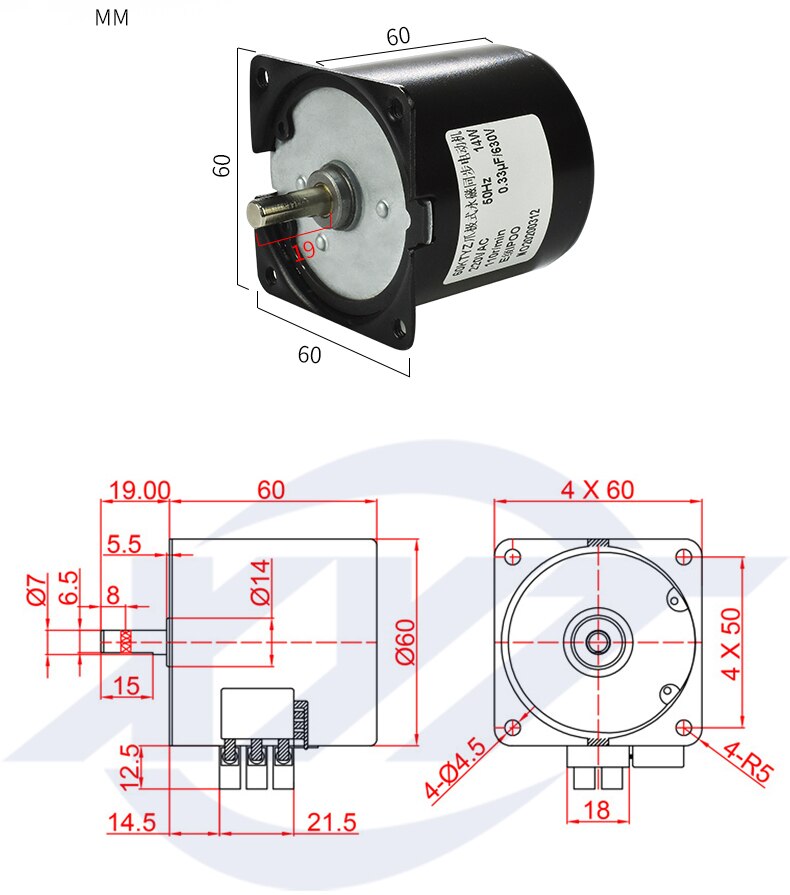 60KTYZ Miniature Permanent Magnet Synchronous Motor 220V AC High-speed Motor Gear Low-speed Motor High Torque AC Electric Motor