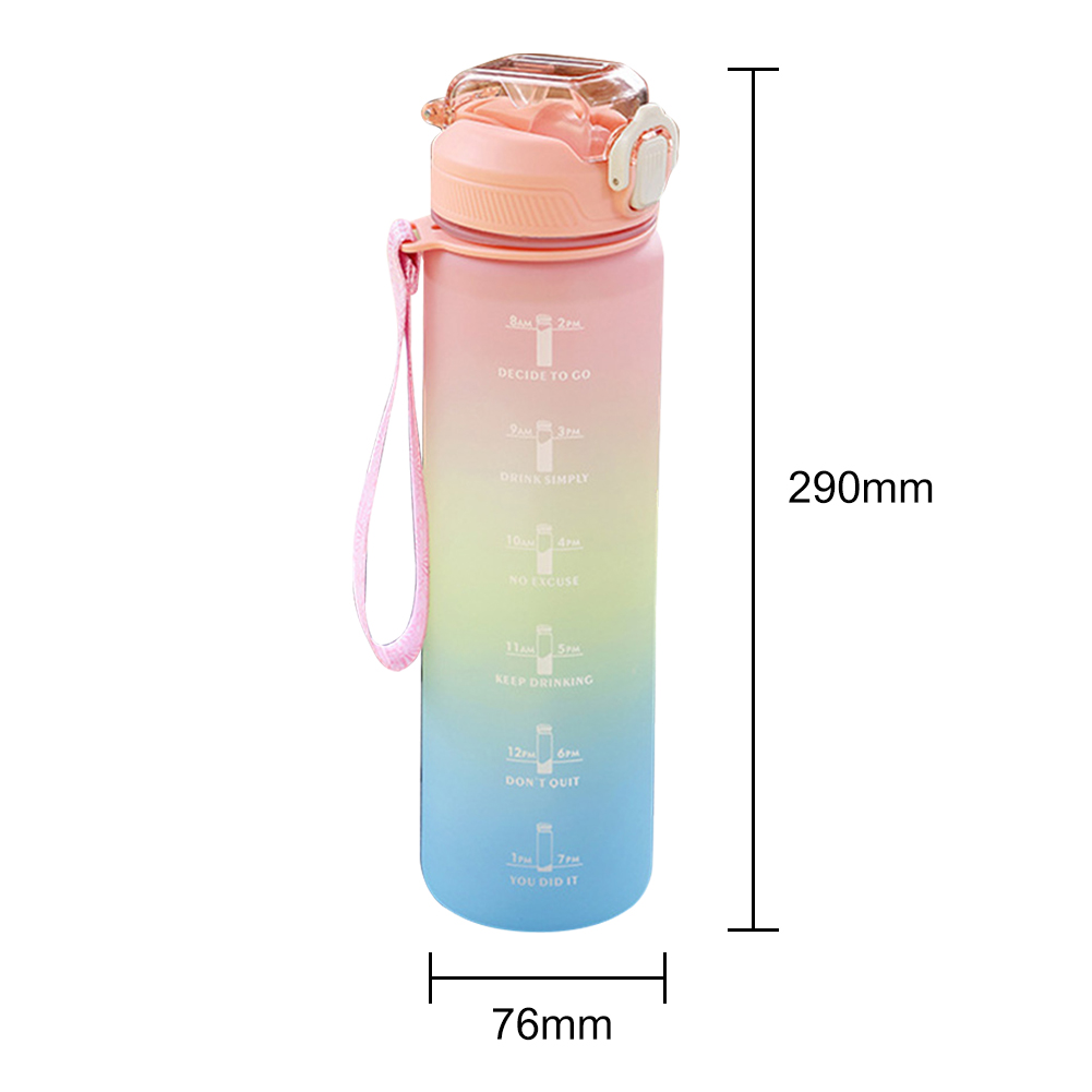 1L Large Capacity Water Bottle Straw Cup High Temperature Plastic Water Cup Time Scale Frosted Outdoor Sports Student Couple Cup: H