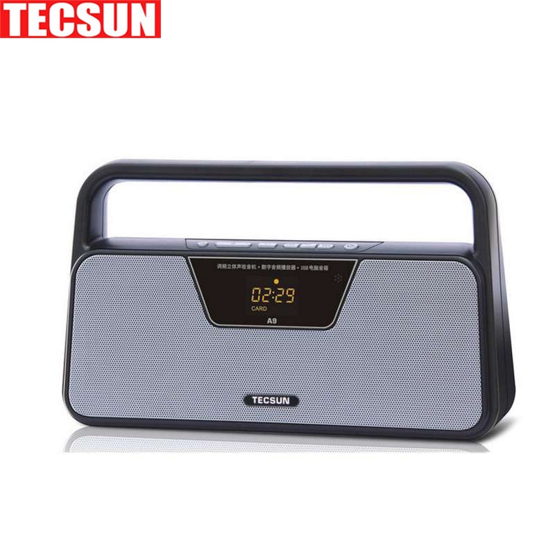 Original TECSUN A9 FM Radio Estéreo recepción LED Digital reproductor MP3 ordenador altavoz Radio receptor portátil Radio