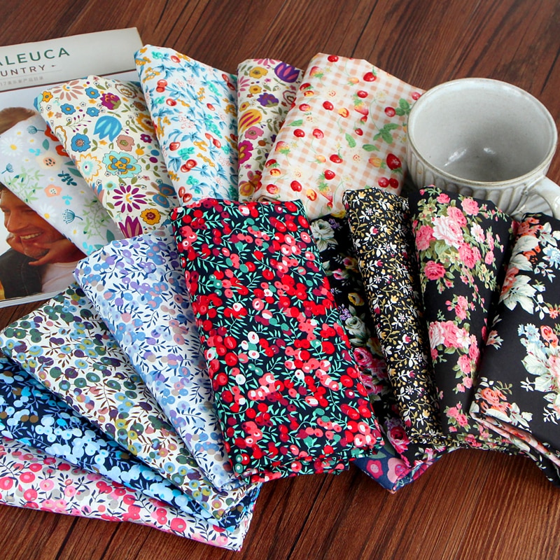 Groene Bladeren Pastorale Stof Gedrukt Bloemen Rok Katoenen Stof Voor Handgemaakte Diy Katoenen Baby Jurk Materiaal