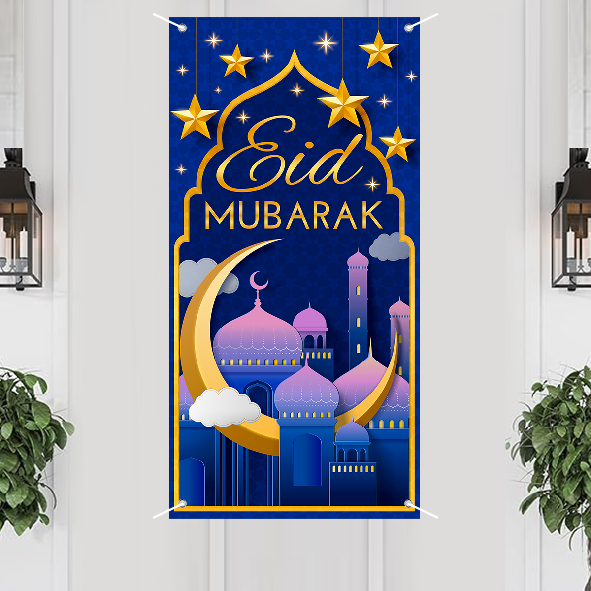 Eid Mubarak Decoration Hanging Flag Ramadan For Home Door Islamic Muslim Party Decor Ramadan Kareem Banner Eid Al-Fitr