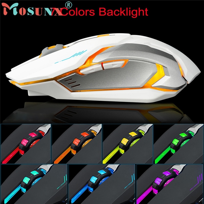 Mus raton genopladelig  x7 trådløs lydløs led baggrundsbelyst usb optisk ergonomisk gaming mus til pc bærbar computer mus