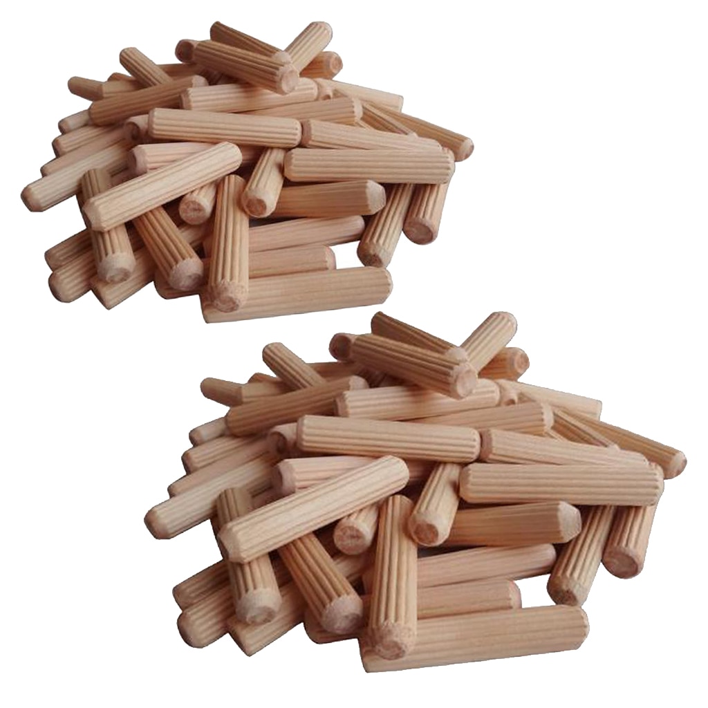 Set of 200 Wooden Dowels Hard Wood Grooved Plugs Furniture Woodwork Grooved Fluted Pin Craft 8mm 10mm
