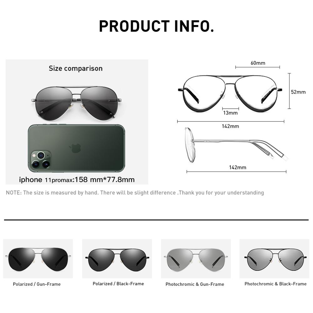 CAPONI Pilot Sunglasses Men Polarized Photochromic Vintage Sun Glasses Classic Alloy Frame Driving Shades For Women UV400 CP3103