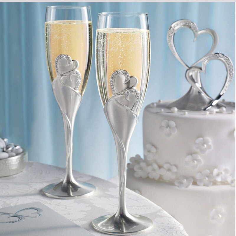 2Pcs Wedding Wine Glasses Champagne Glasses Wine Glass Set Cocktail Glass Bride and Groom Wine Cups Party Valentine's Day