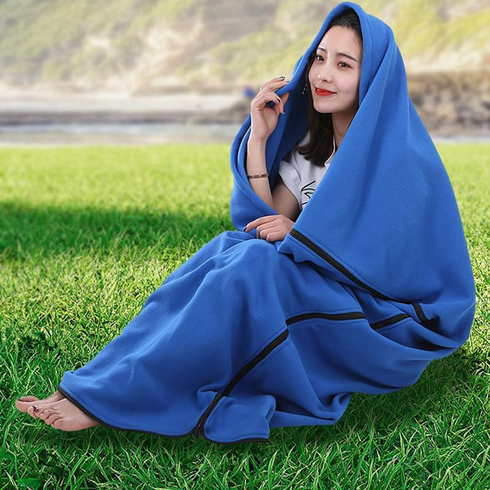 Draagbare slaapzakvoering Microfiber fleece reislaken Slaapzak Campingdeken met ritssluiting voor buiten kampeertentbed