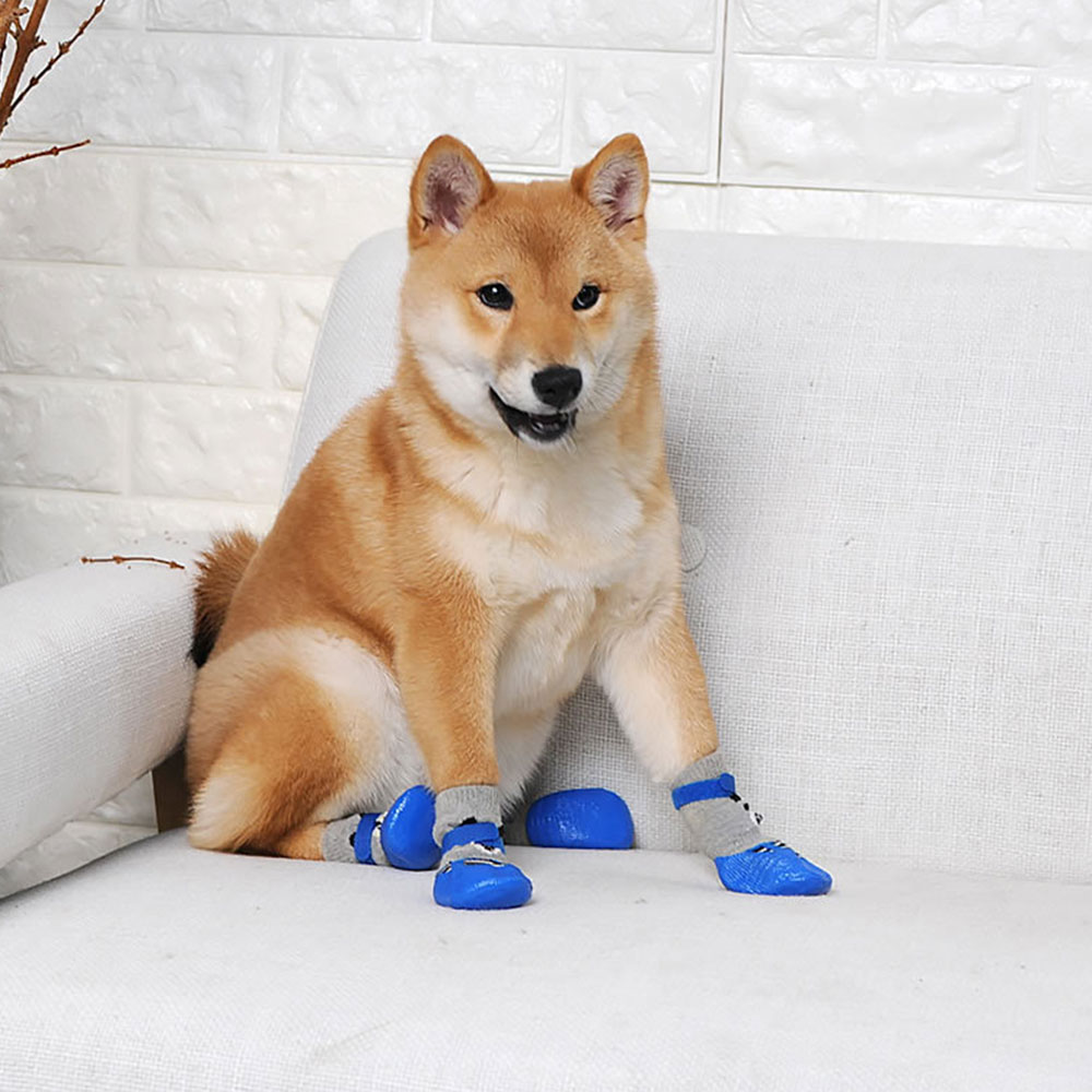4 unids/set zapatos para perros algodón calzado zapatos para perros impermeable antideslizante perro lluvia botas de nieve calcetines calzado para cachorro perros pequeños