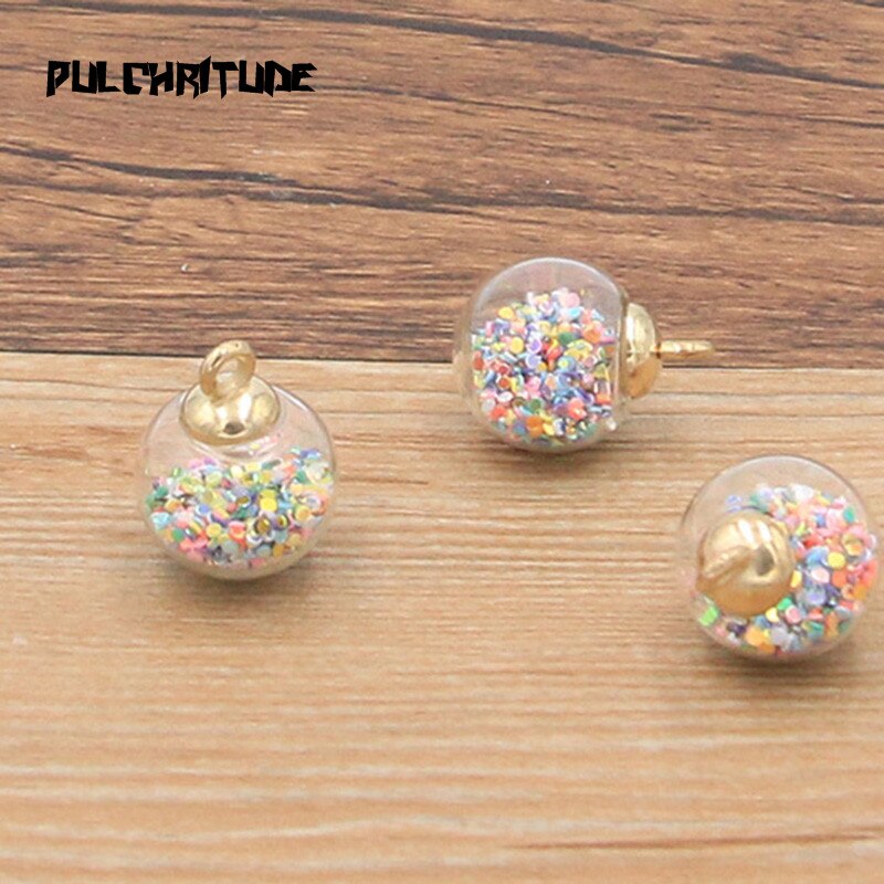 10 pièces 16mm boule de verre Transparent perles colorées pendentif à breloque avec boîte pour Bracelet collier fabrication de bijoux bricolage boucle d'oreille trouver