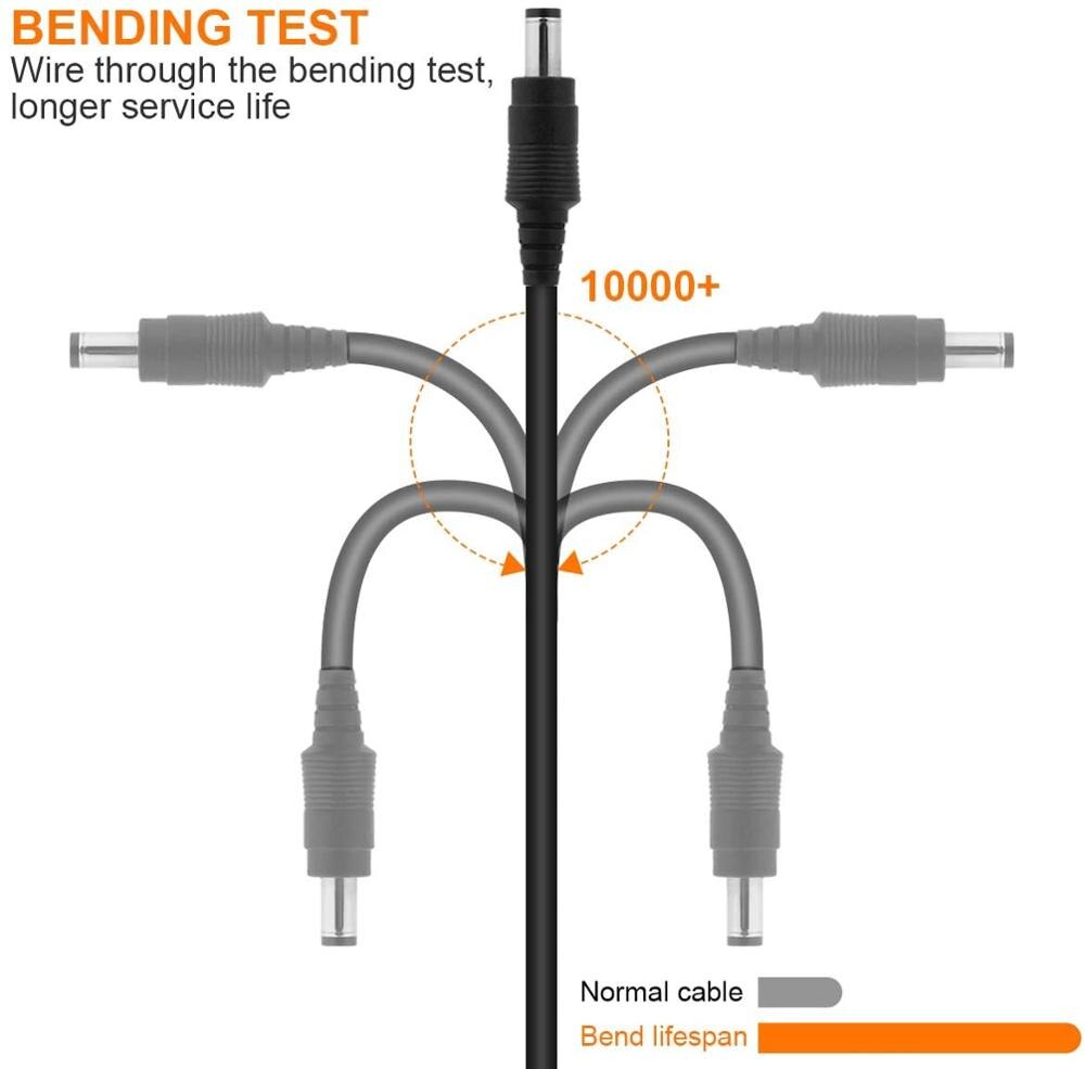 Svart dc kabel forlengelse strømledning 1m 2m 5m 10m 20m kamera forlenger kabel  dc12v/24v mann til hunn ledning for for led strip router