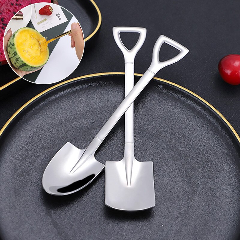 Retro Watermelon Shovel Coffee Spoon Stainless Steel Dessert Spoon Ice Cream Spoon Tip Flat Shovel for Christmas