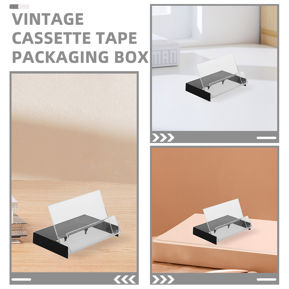 6 Pcs Retro Tape Cassette Cases Holders Showcase Rack Plastic for Car Empty Boxes