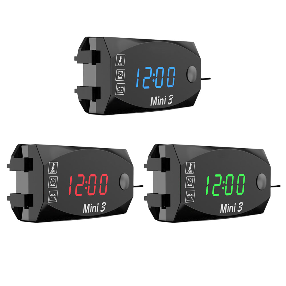 12V Moto Temperatur Uhr wasserdicht 3 in 1 Motorrad elektronische Uhr Thermometer Voltmeter Digital anzeige Universal- uhr