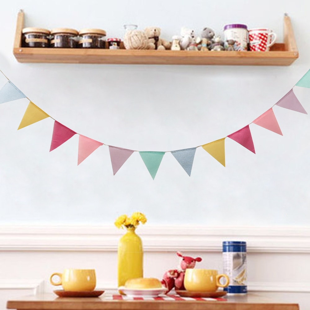 4m färgglada tyg tyg triangel flagga banderoll girland baby shower barn födelsedag diy bunting bröllop event fest dekoration tillbehör