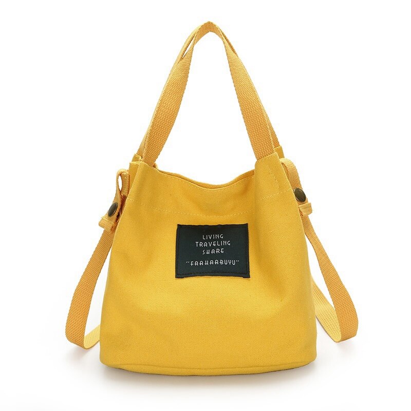 Abdb Mode Vrouwen Canvas Handtas Schoudertas Tote Purse Leuke Reizen Emmer Zak: Yellow