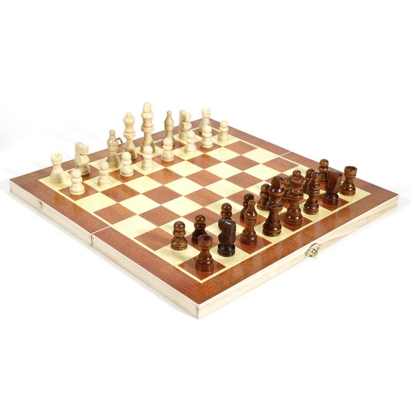 34x34cm Wooden International Chess Set Funny Folding Folable Wooden International Chess Set Board Game Portable Trip Toy