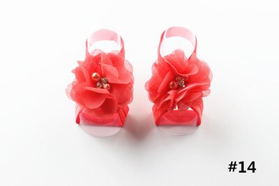 Baby Lace Foot Flower Barefoot Shoes Decorated Toddler Infant Socks Summer Style Sweet Accessories For Girl Photo Props: watermelon red