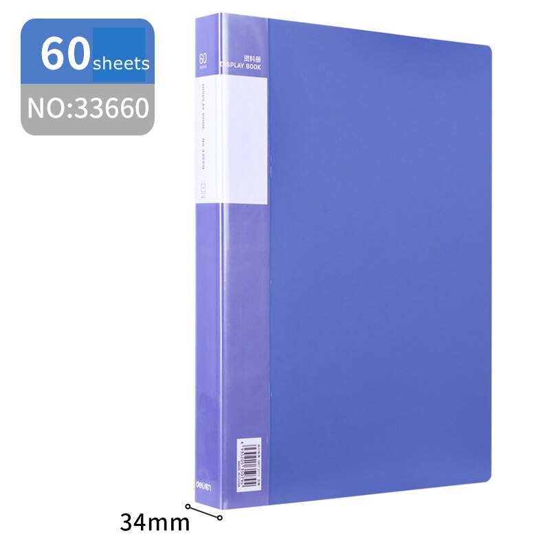 1/2/3/5PCS Deli folder 33610 transparent interleaf A4 clear leaf file folder 10-100 sheets documents loose leaf folder: 33660(1PCS)