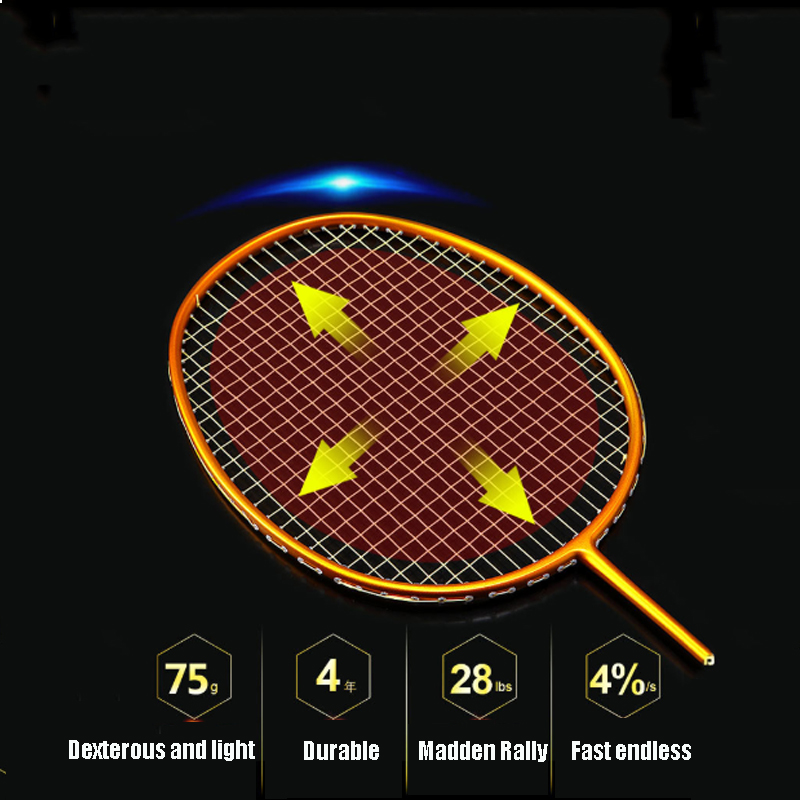 4U/5U Professionele Carbon Geïntegreerde Badminton Racket Ultra Licht Multicolor Enkele Shuttle Racket Voor Game Training -40
