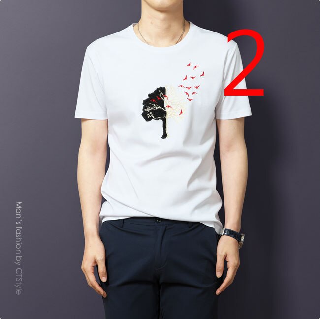 Korte Mouwen T-shirt, Ronde Hals Achter De Kleur Strip Voor Mannen En Vrouwen