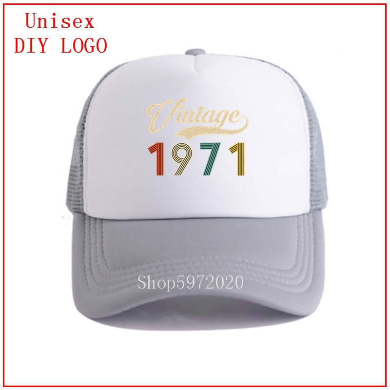 Vintage 1971 Retro Born in 1971 49th Birthday Perfect for Father DAD BF beach hats women fitted hat anime hat: 10gray-white / Adult