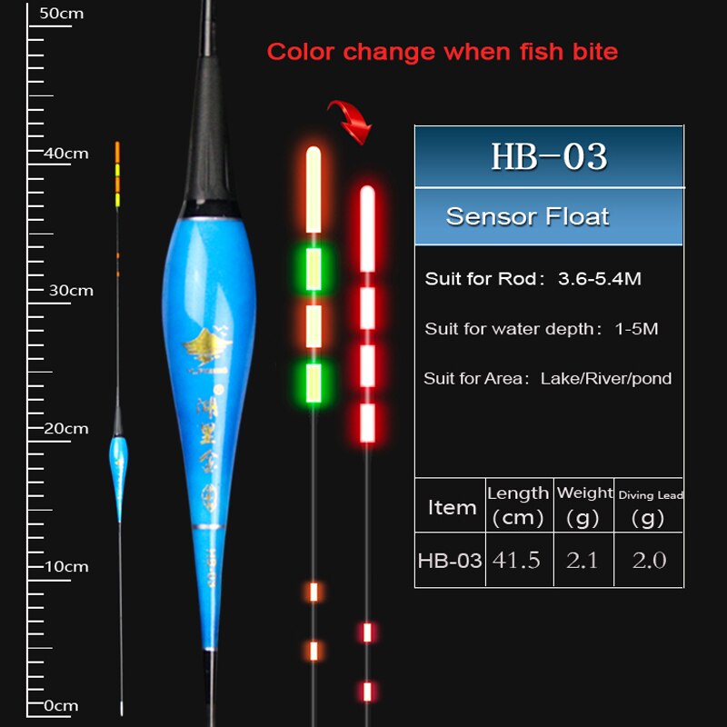 Hljfish flotteur de pêche flotteur électrique capteur de gravité Smart IC intégré appâts de poisson antenne changement de couleur LED flotteur lumineux: HB03 Float (2.0g)