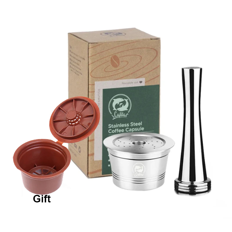 Reusable Coffee Filter Capsule for Caffitaly S21 Machine Refillable Plastic Stainless Steel Coffee Pods Fit 3 Corações Cafeteira: Ivory