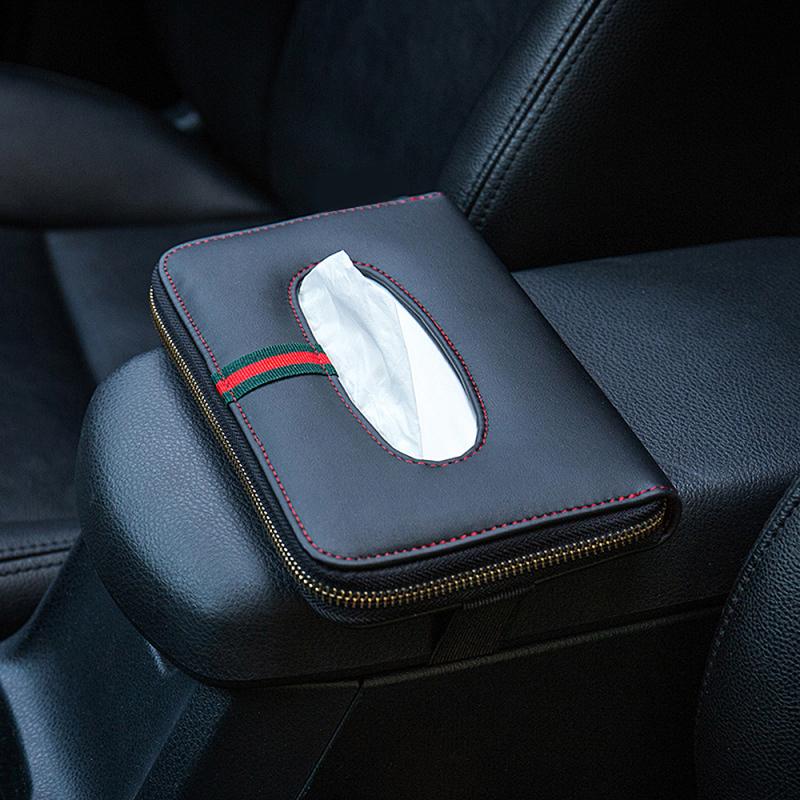 Bolsa de toalla de papel parasol para coche Multi-función de cuero asiento colgante para coche caja de pañuelos de papel