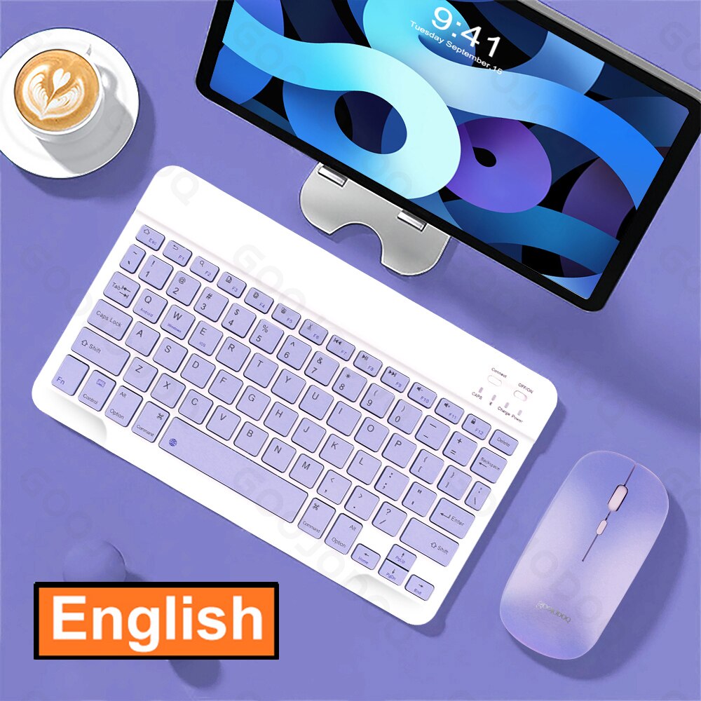 Korean Wireless Keyboard and Mouse Bluetooth Keyboard For iPad Pro 12 Tecaldo Bluetooth For Xiaomi Samsung iPad Keyboards: Purple