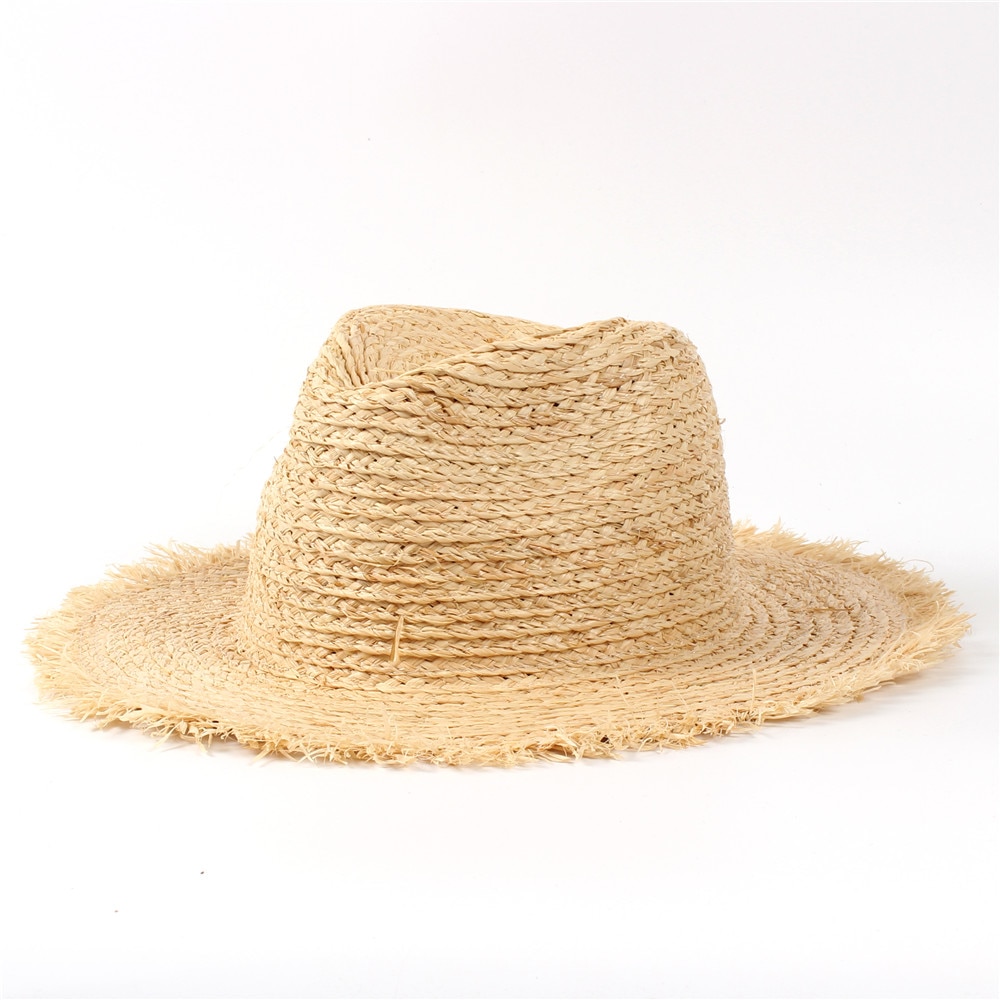 100%  raffia stro zomer dames reis strand zonnehoed voor dames fedora slappe brede rand panama zonnekap