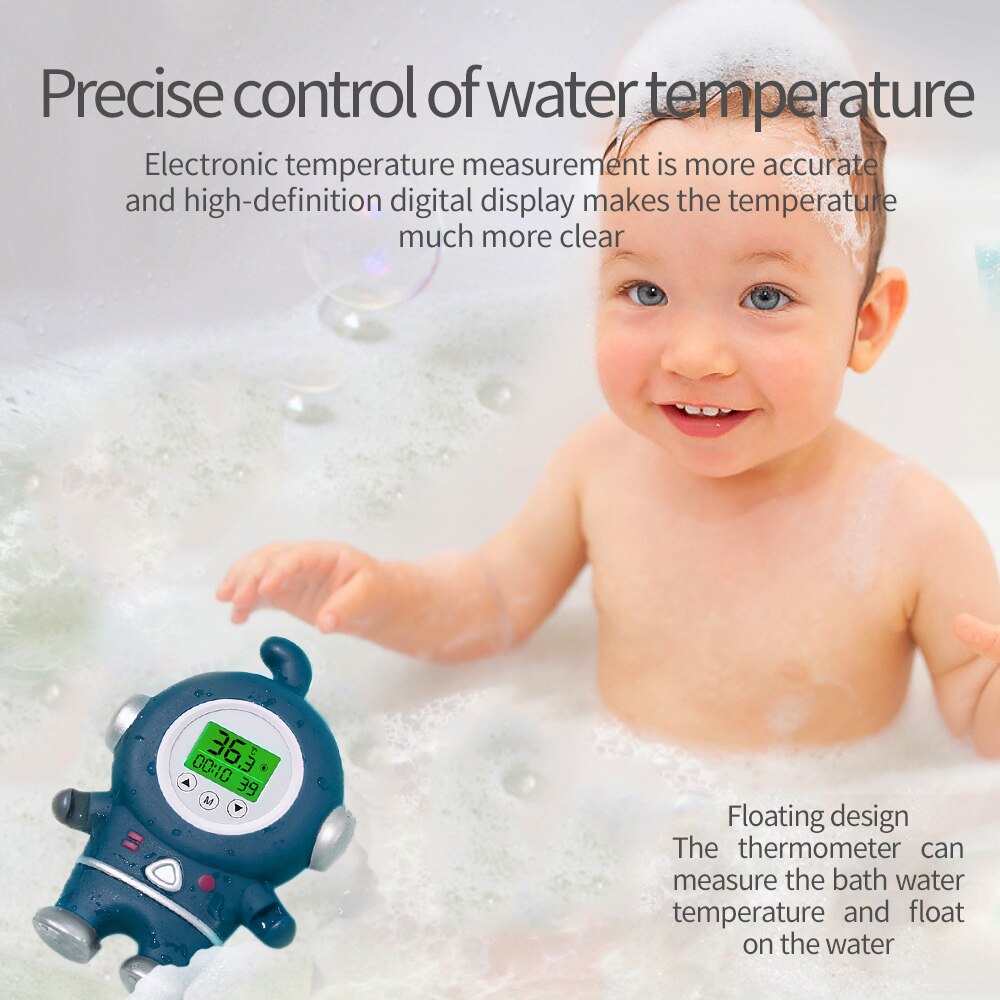 Baby Bath Thermometer Water Thermometer with Room Temperature Tri-color Backlit Display Floating Bath Toy Safety Temperature