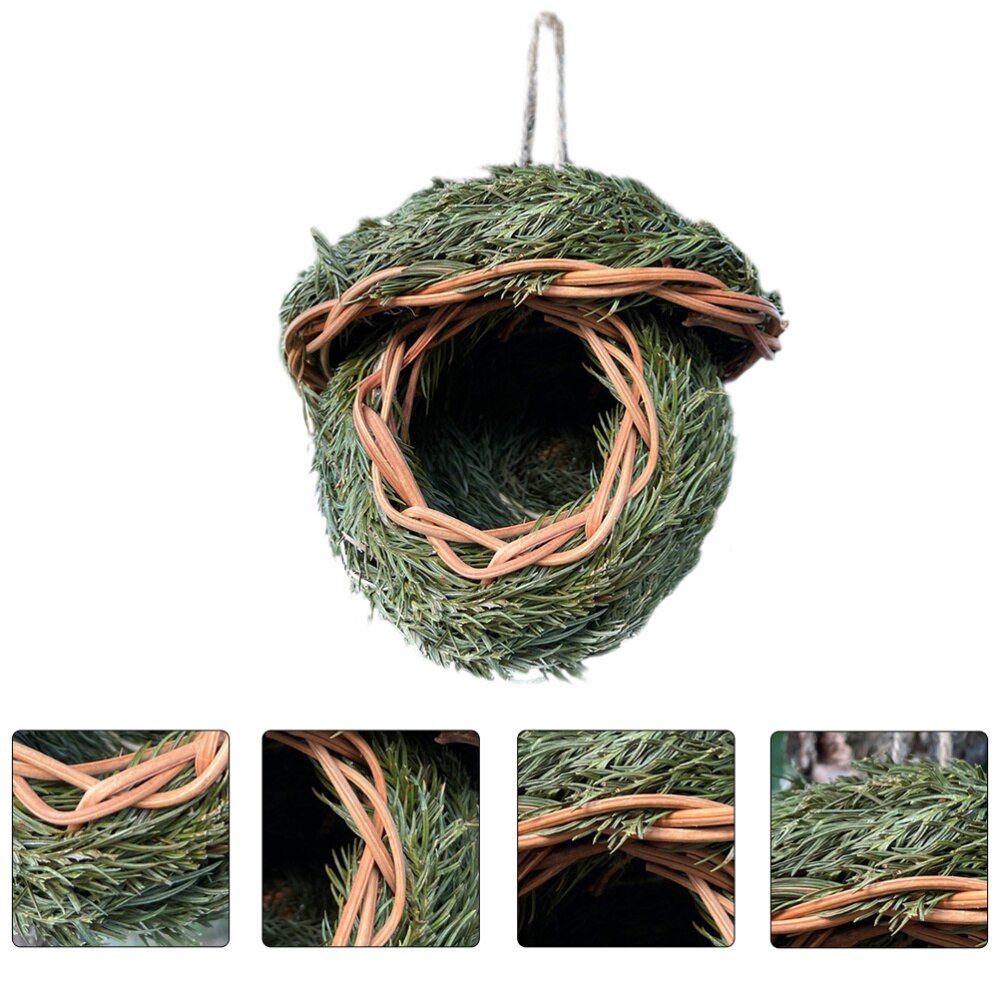 1Pc Outdoor Woven Bird Nest Hanging Bird House Garden Bird Nest Straw Outdoor Idyllic Garden Courtyard Bird'S Nest Bird'S Nest: Default Title